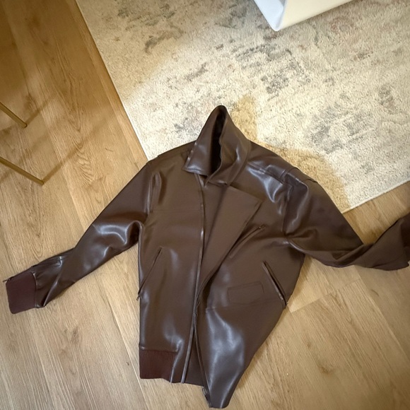 Norma Kamali Dark Brown Leather Jacket - Picture 6 of 8